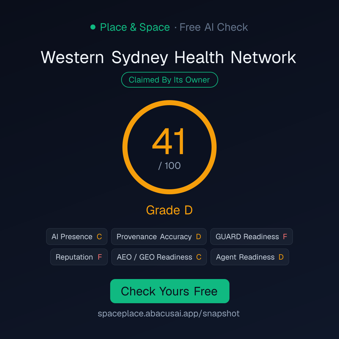 Grade Card for Western Sydney Health Network: 41 out of 100, Grade D